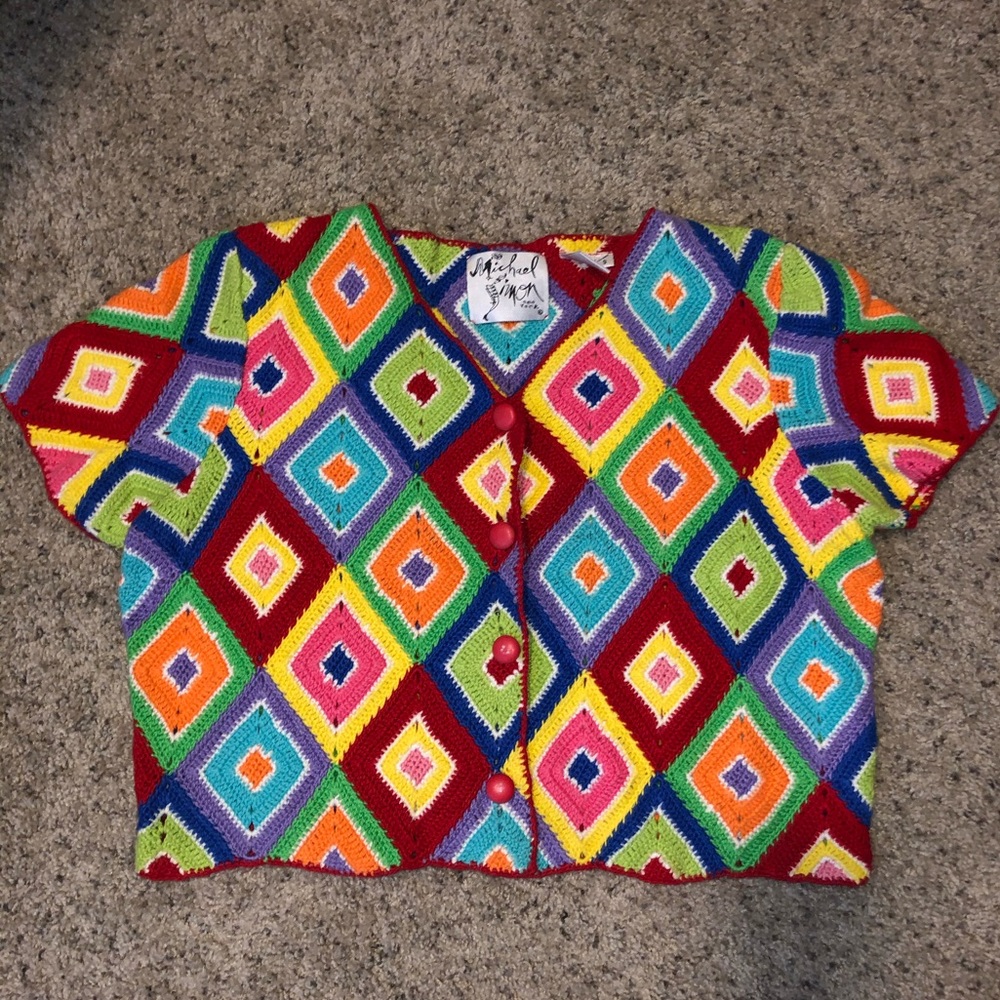 Michael Simon NY crochet short sleeve sweater 🧶